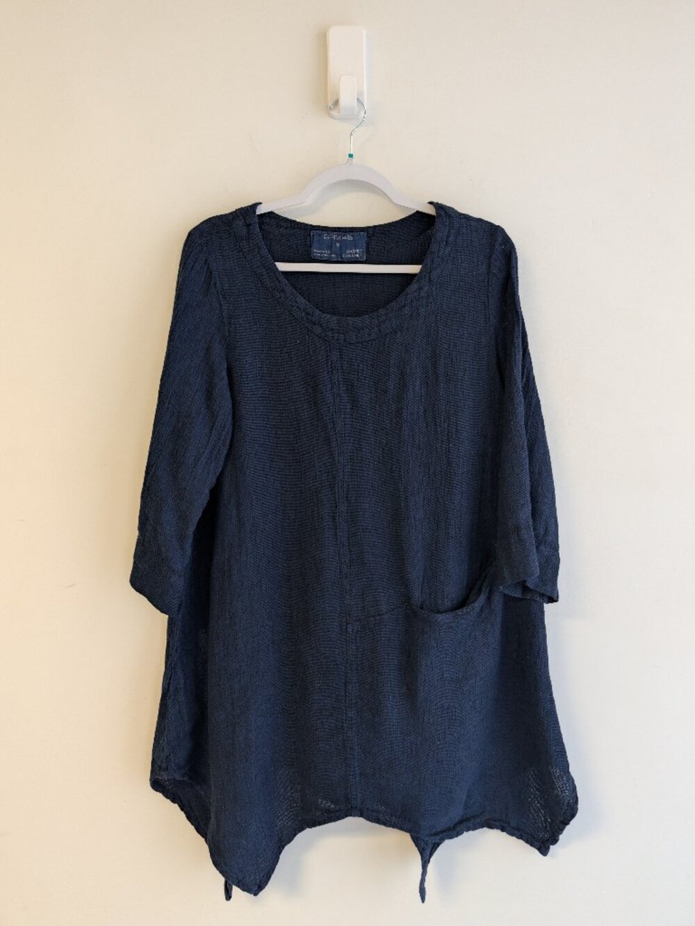 Grizas Lagenlook Washed 100% Linen Asymmetrical Hem Tunic